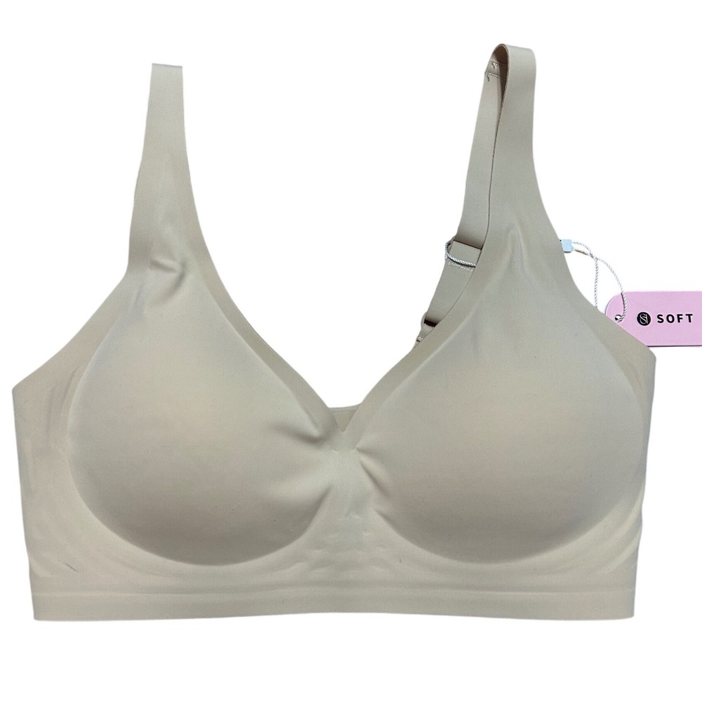 Soft Intention Seamless Wireless Bra Nude Size S NWT Adjustable Straps Comfort